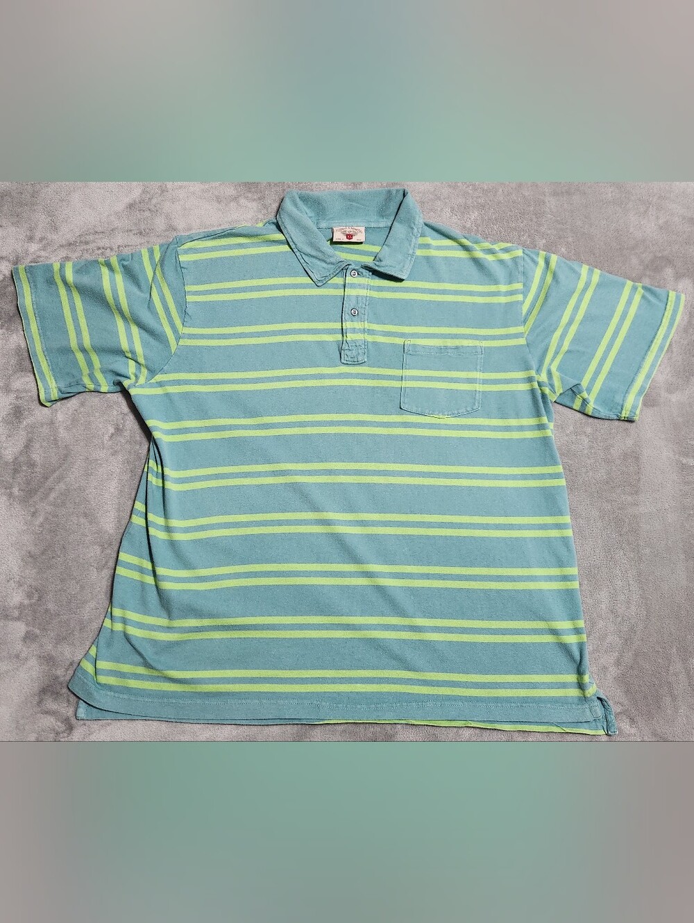 Vintage Steve & Barry's Striped Polo Shirt Teal XL